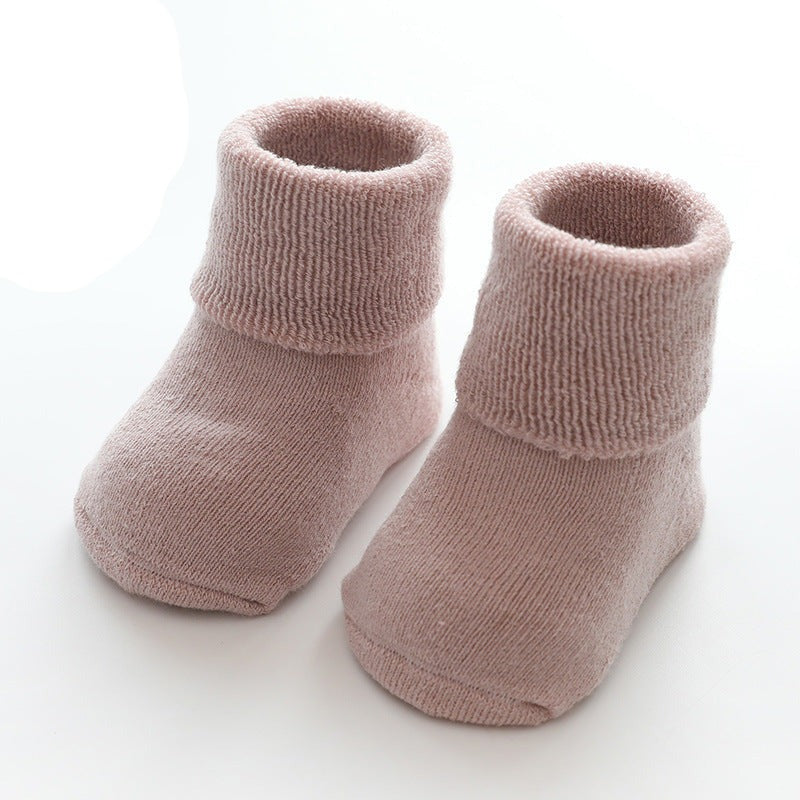 Children's Solid Color Combed Cotton Terry Baby Thickened Warm Socks - Afro Fashion Hive