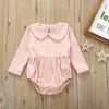 Solid Color Long-Sleeved Lotus Leaf Collar Triangle Baby Romper - Afro Fashion Hive