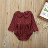 Solid Color Long-Sleeved Lotus Leaf Collar Triangle Baby Romper - Afro Fashion Hive