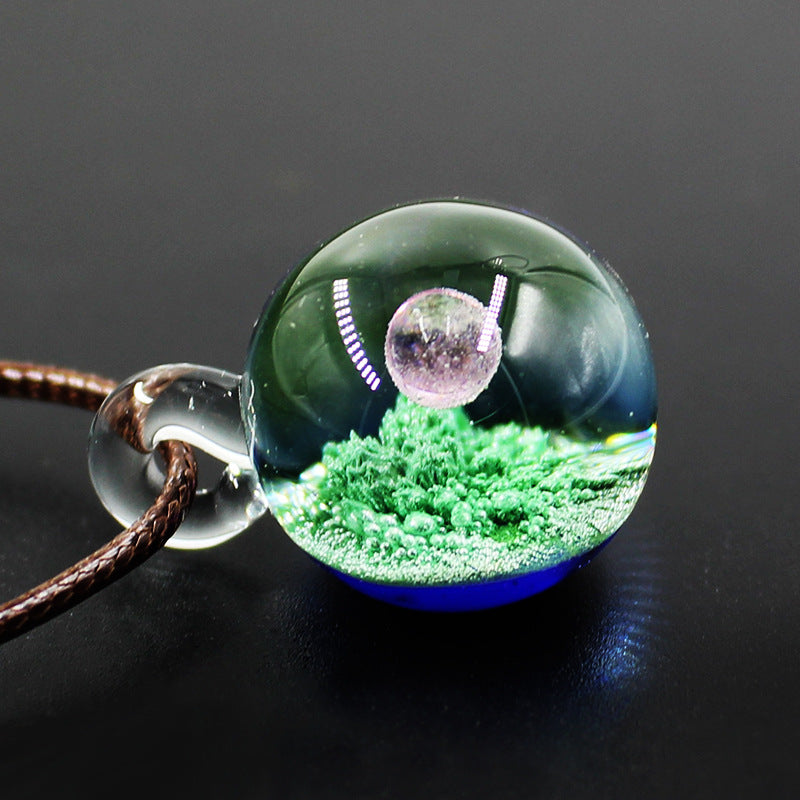 Men and Women Couples Confession Dream Starry Sky Glass Ball Cosmic Glass Pendant Necklace - Afro Fashion Hive