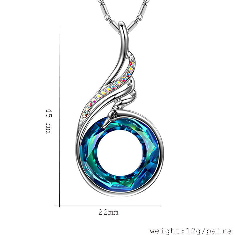 Women Colorful Crystal Peacock Gradient Ethnic Style Necklace - Afro Fashion Hive