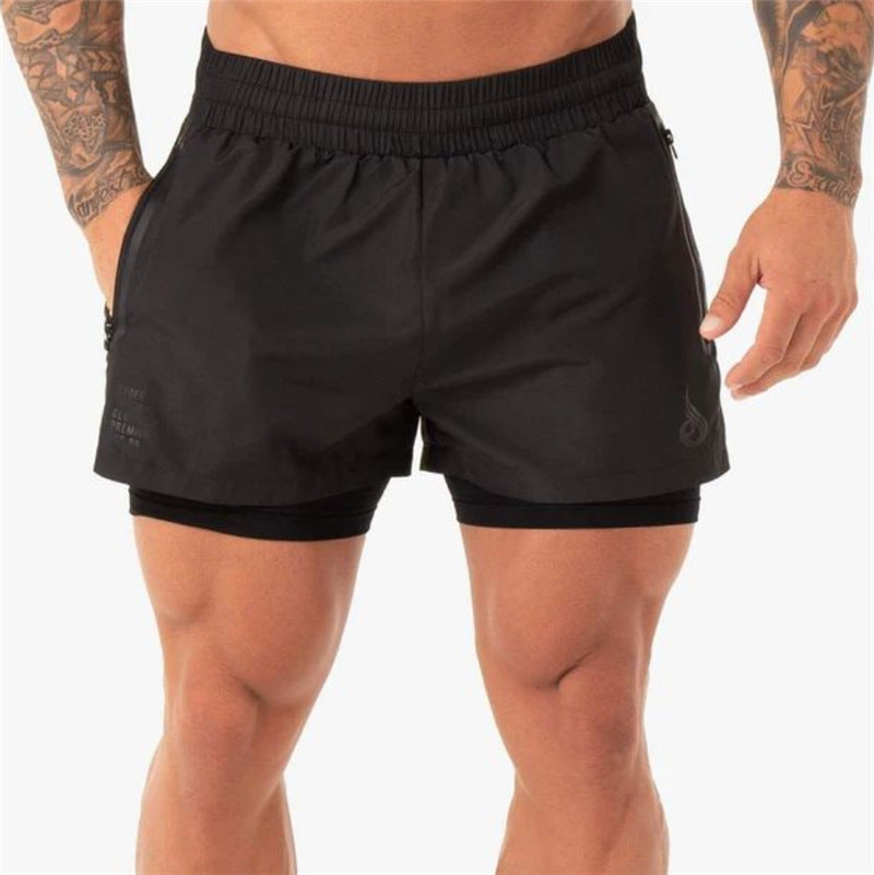 Men's Quick-Drying Breathable Stretch Training Fitness Double-Layer Shorts - Afro Fashion Hive