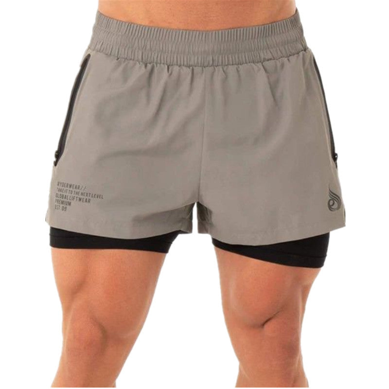 Men's Quick-Drying Breathable Stretch Training Fitness Double-Layer Shorts - Afro Fashion Hive