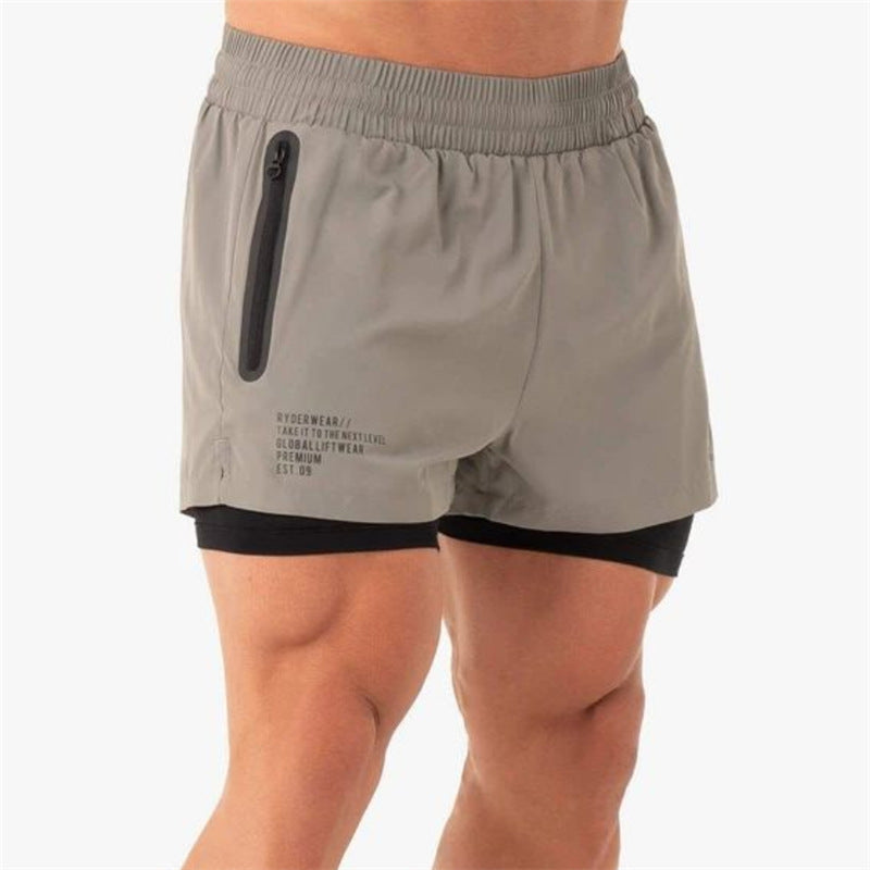 Men's Quick-Drying Breathable Stretch Training Fitness Double-Layer Shorts - Afro Fashion Hive