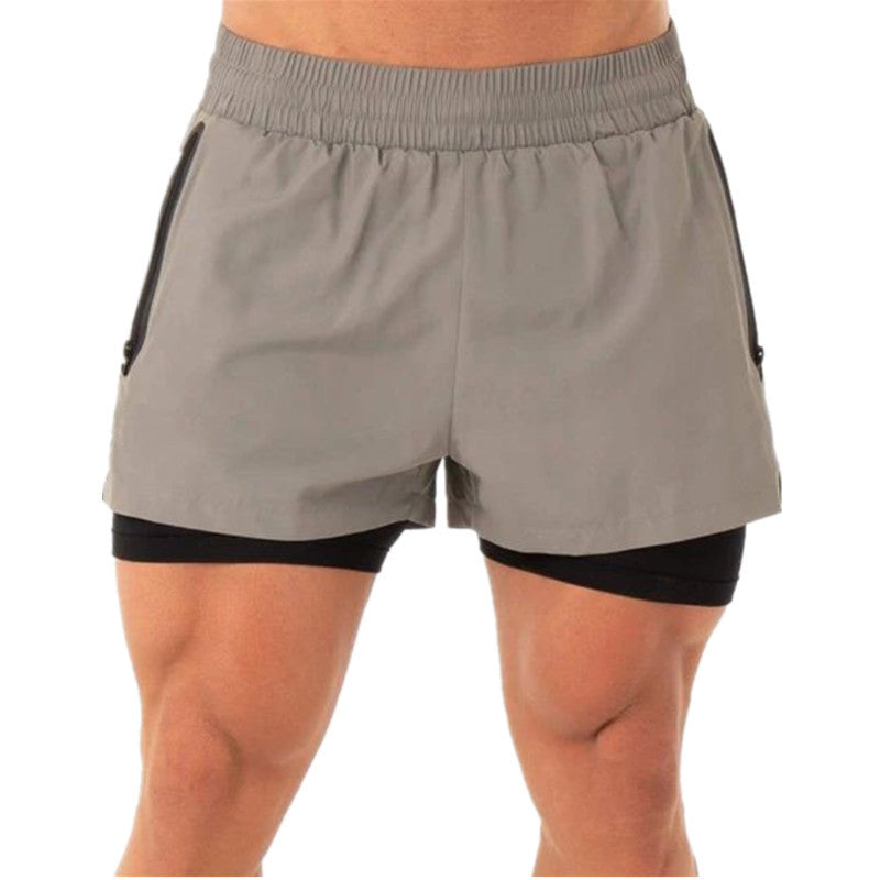 Men's Quick-Drying Breathable Stretch Training Fitness Double-Layer Shorts - Afro Fashion Hive