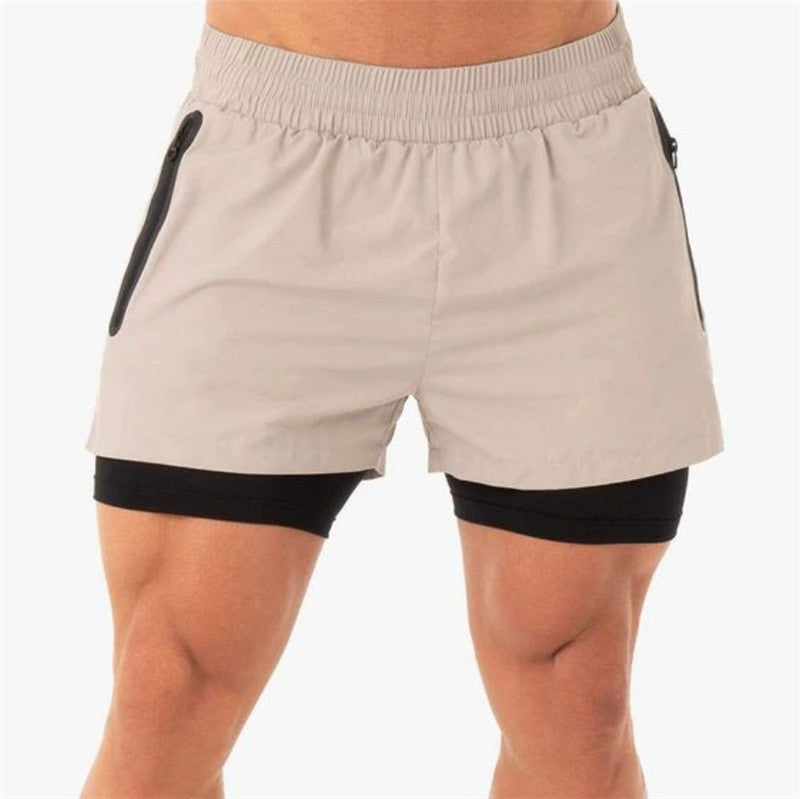 Men's Quick-Drying Breathable Stretch Training Fitness Double-Layer Shorts - Afro Fashion Hive