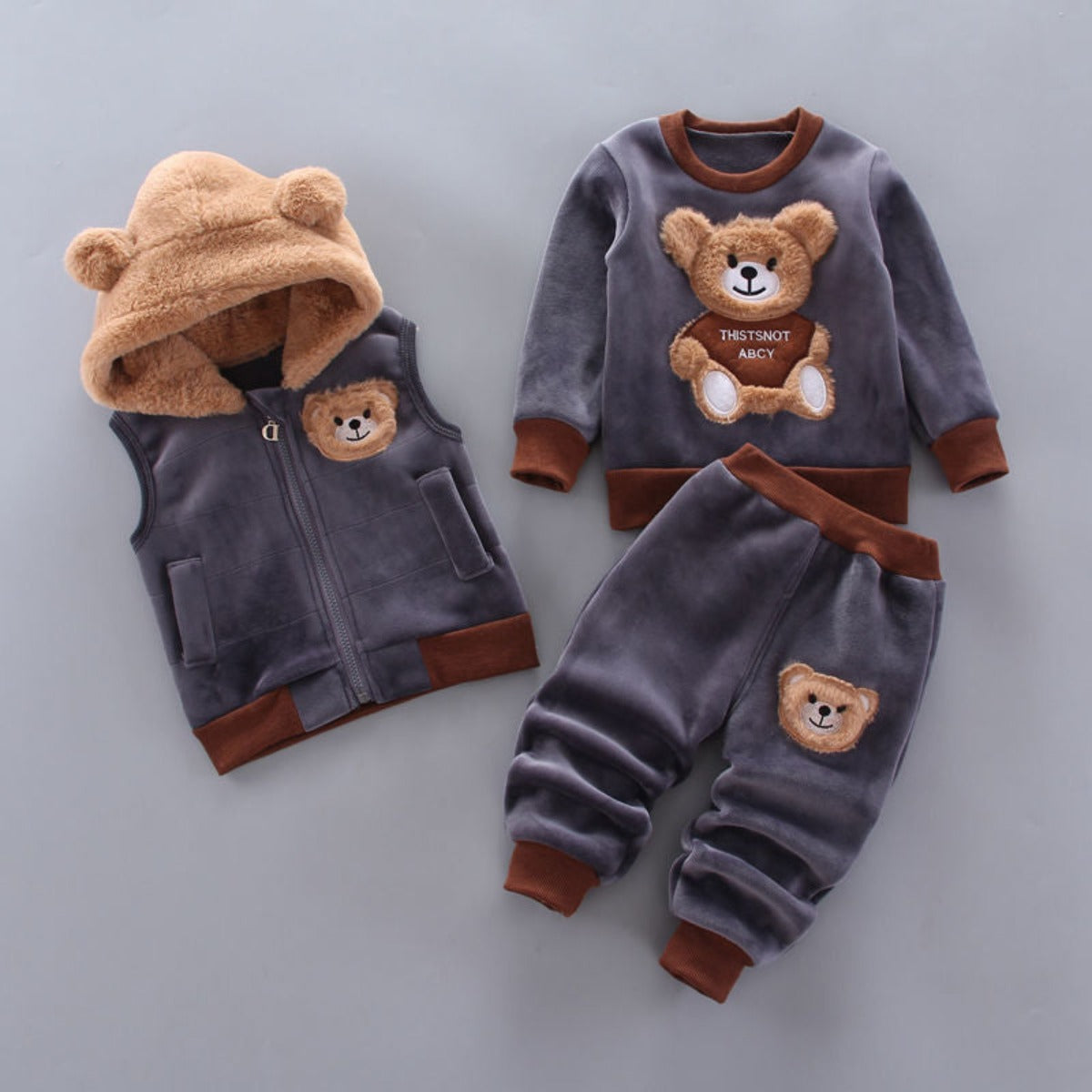 Adorable Soft Cozy Fleece Children's Autumn And Winter Three-Piece Suit - Afro Fashion Hive