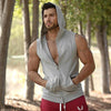 Men's Lace Hooded Solid Color Cardigan Sleeveless Sweater Vest - Afro Fashion Hive