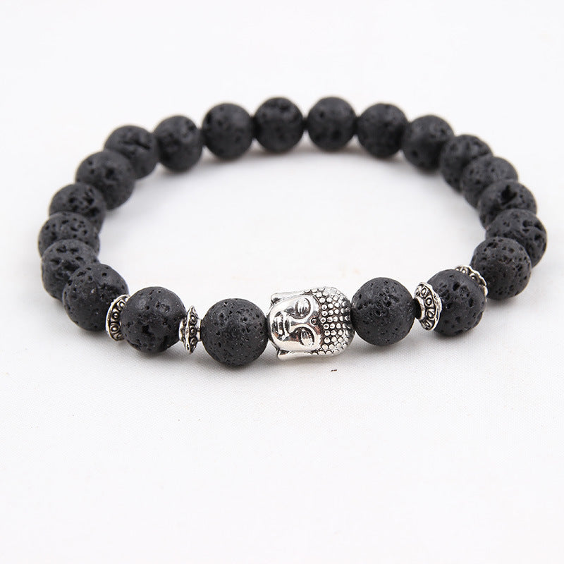 Natural Volcanic Scrubs Blue Pine Stone Buddha Head Bracelets - Afro Fashion Hive