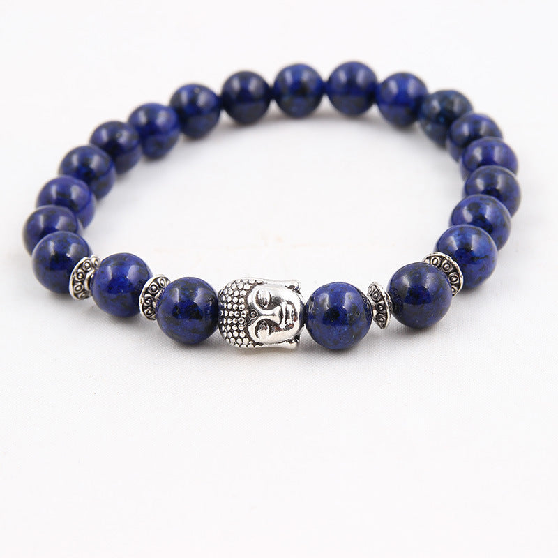 Natural Volcanic Scrubs Blue Pine Stone Buddha Head Bracelets - Afro Fashion Hive