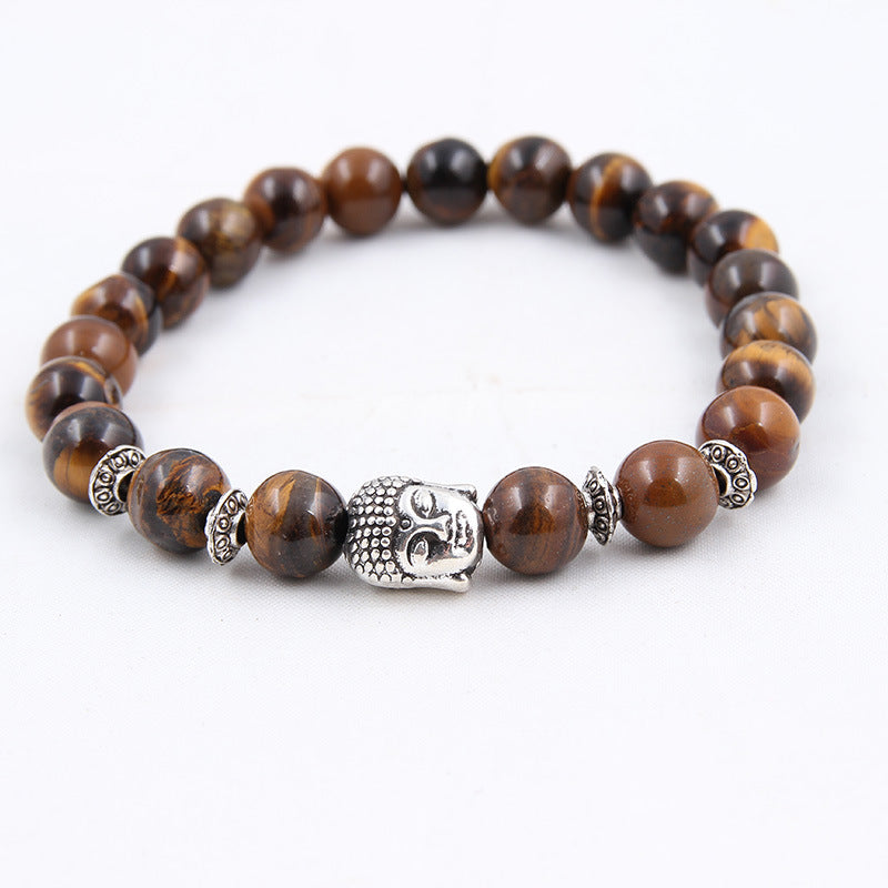 Natural Volcanic Scrubs Blue Pine Stone Buddha Head Bracelets - Afro Fashion Hive