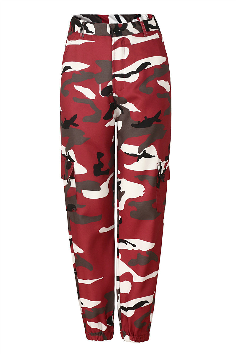 Camouflage Print Tooling Denim Eye-Catching Casual Harem Pants - Afro Fashion Hive