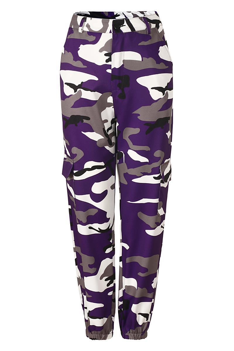 Camouflage Print Tooling Denim Eye-Catching Casual Harem Pants - Afro Fashion Hive