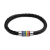 Titanium Steel Magnet Buckle Woven Seven Colors Rainbow Leather Bracelet - Afro Fashion Hive