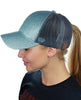 Women Snapback High Quality Breathable Mesh Glitter Ponytail Baseball Cap - Afro Fashion Hive