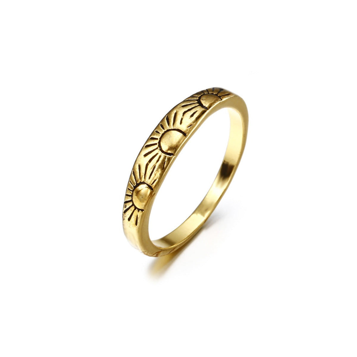 Zinc Alloy, Gold Plated 14K Gold Small Sun Lady Engagement Ring - Afro Fashion Hive