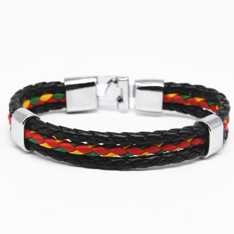 Triple Layers Braid Leather Anchor Charm Bracelets Bangles For Women Men - Afro Fashion Hive