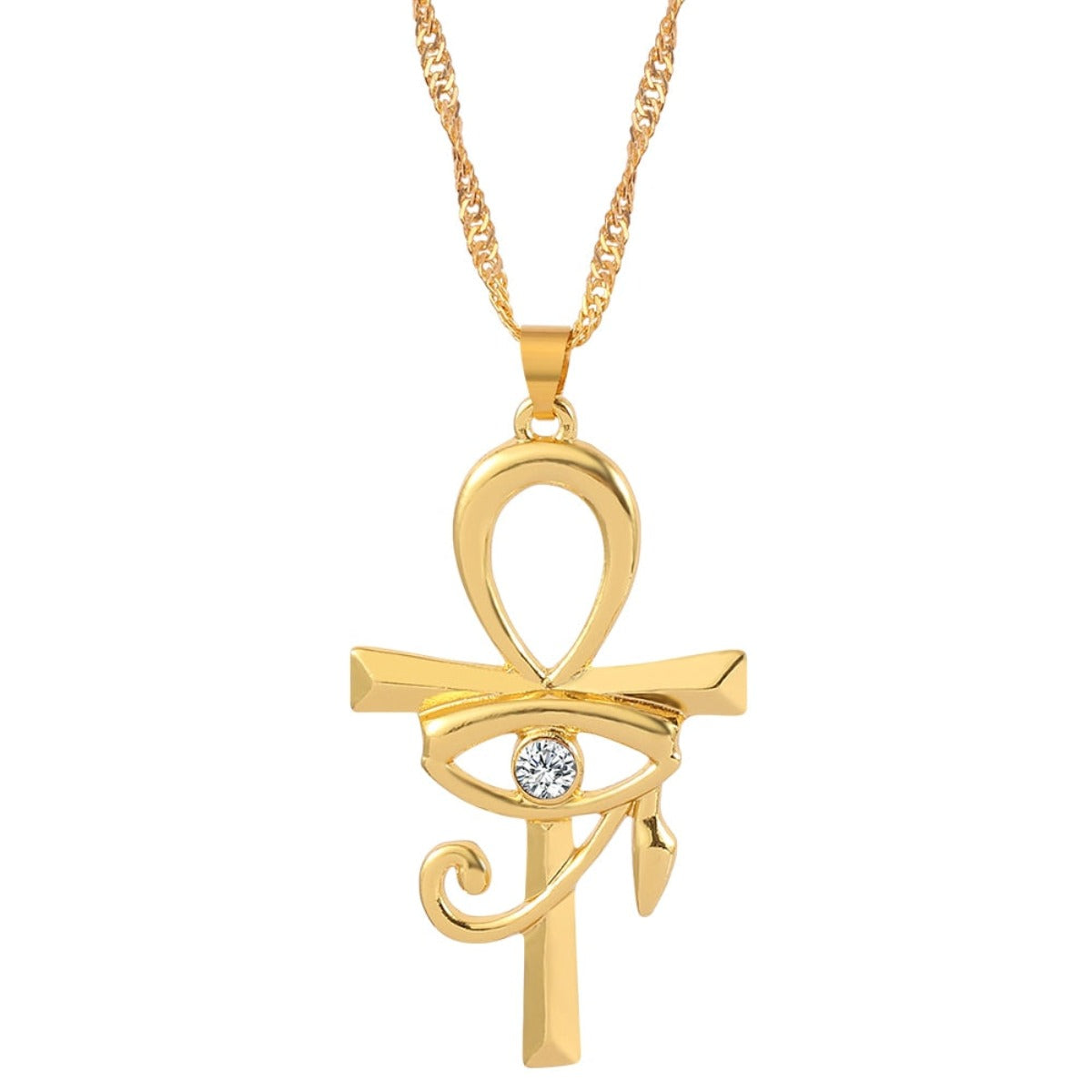 Women Men Egyptian Ankh Cross Amulet Eye Pendant Necklace