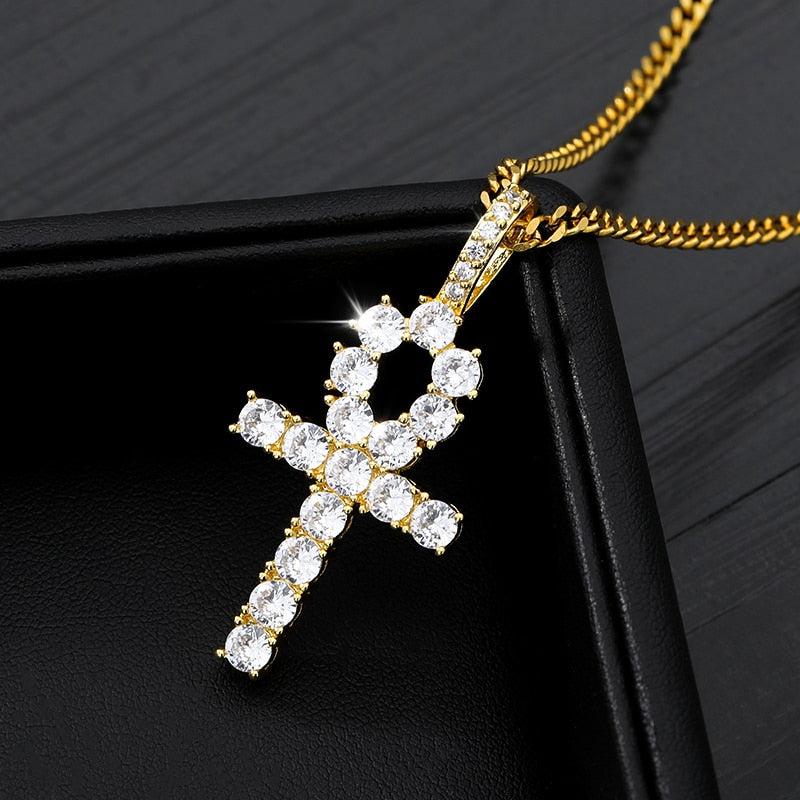 African Shiny Ankh Cross Necklace Chain Choker For Women Men - Afro Fashion Hive