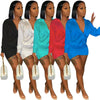 Autumn Long Sleeve Turn Down Collar V Neck Satin Mini Dress - Afro Fashion Hive