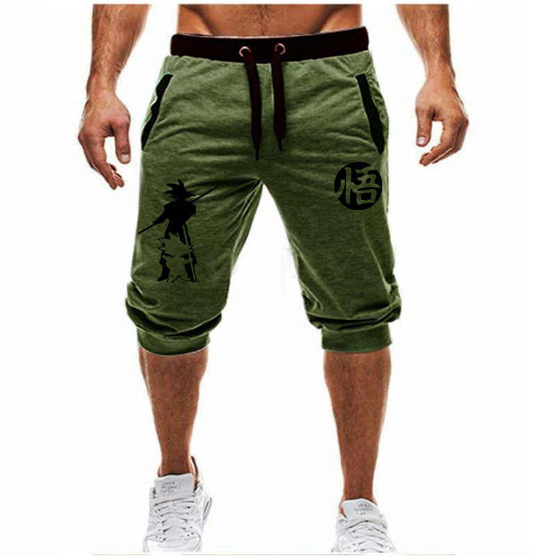 Men's Cropped Trousers Elastic Leisure Sports Beam Foot Tether Shorts - Afro Fashion Hive