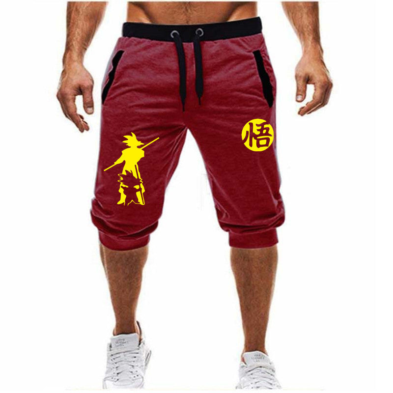 Men's Cropped Trousers Elastic Leisure Sports Beam Foot Tether Shorts - Afro Fashion Hive