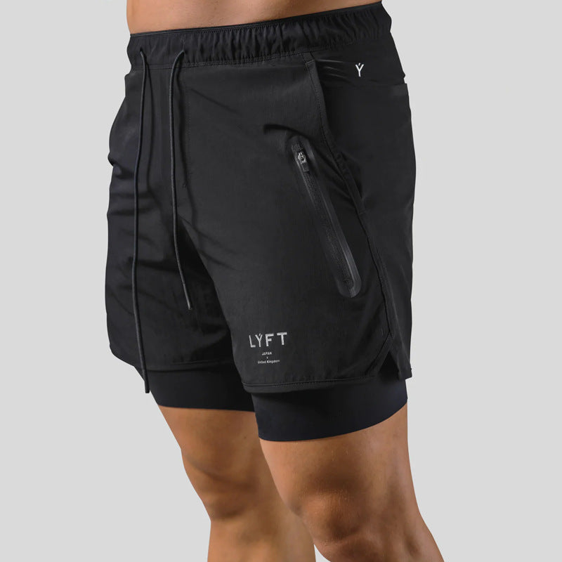 Men's Sports And Leisure Fitness Perspiration Double-Layer Quick-Drying Shorts - Afro Fashion Hive