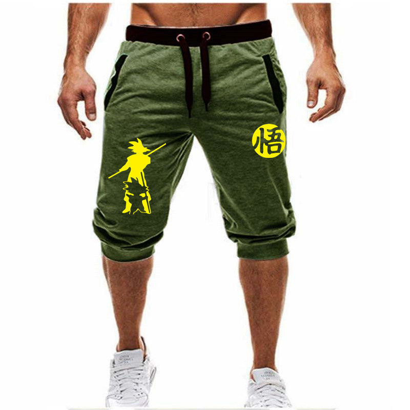 Men's Cropped Trousers Elastic Leisure Sports Beam Foot Tether Shorts - Afro Fashion Hive