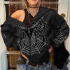 Autumn And Winter Spider Web Printing Street Hipster Full Zipper Pullover - Afro Fashion Hive