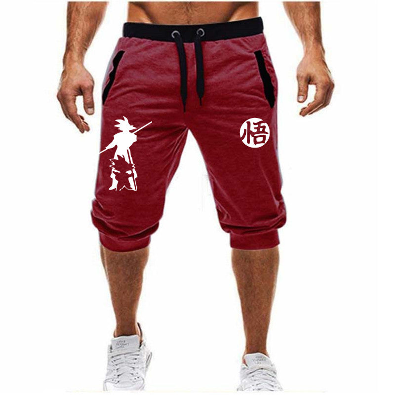 Men's Cropped Trousers Elastic Leisure Sports Beam Foot Tether Shorts - Afro Fashion Hive