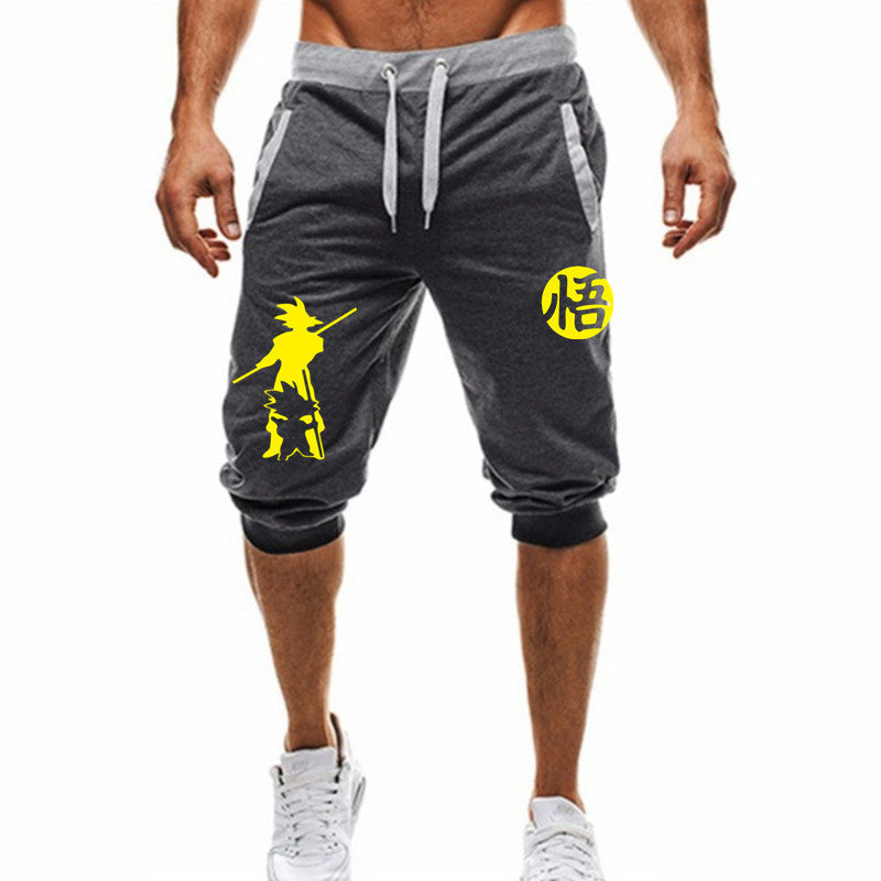 Men's Cropped Trousers Elastic Leisure Sports Beam Foot Tether Shorts - Afro Fashion Hive