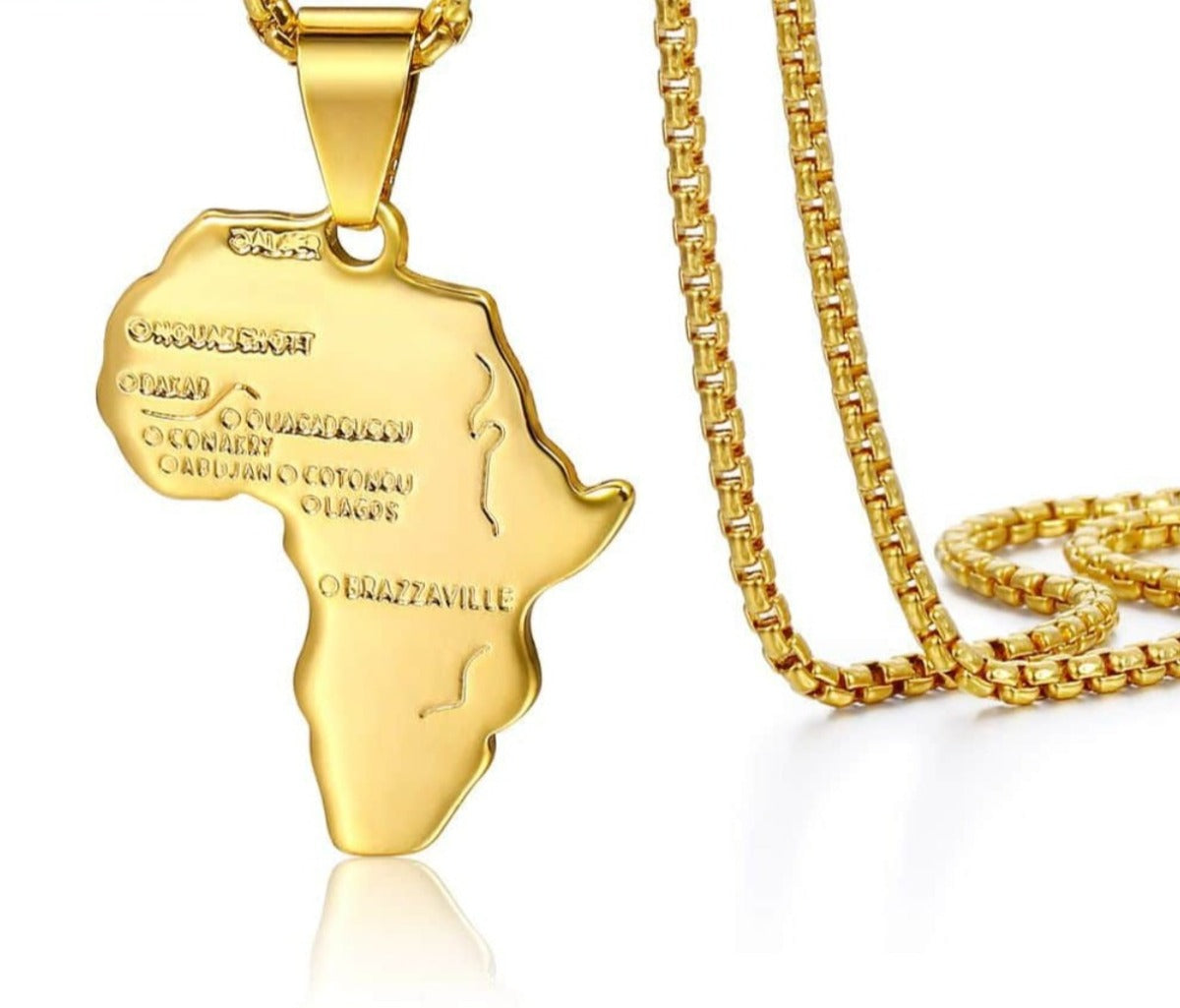 Stainless Steel Punk Africa Map Pendant Necklace for Men Women - Afro Fashion Hive