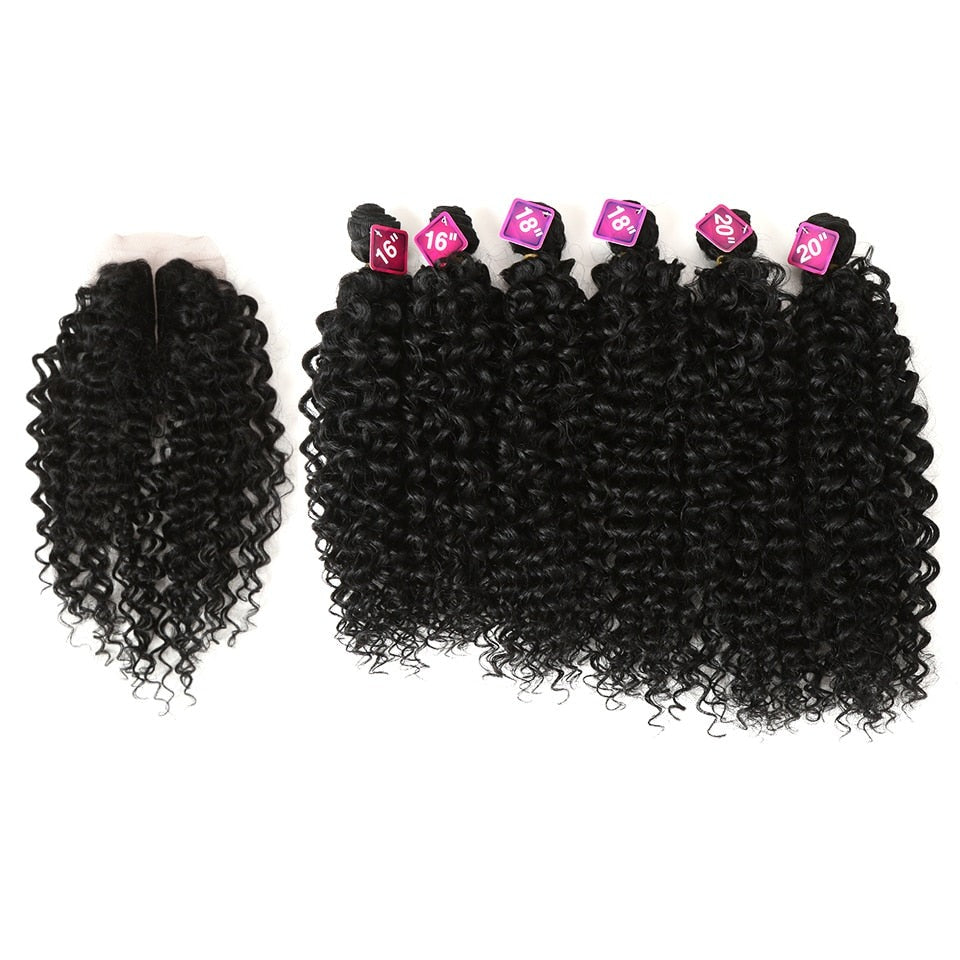 Afro Kinky Curly Bundles With Closure Noble Synthetic Hair Weave - Afro Fashion Hive