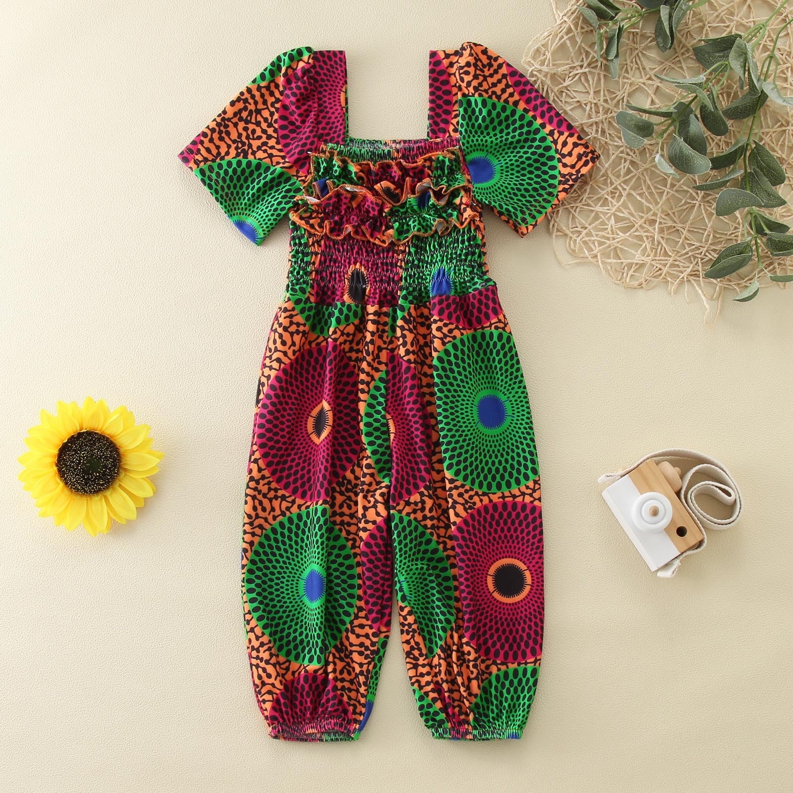 Kid's Summer African Print Romper Bohemian Jumpsuit Dress - Afro Fashion Hive