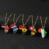 Men Women Snake Chain Africa Map Flag Pendant Necklace