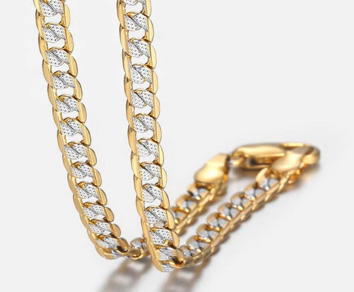 Men's Cuban Link Gold Color Round Metal Chain Necklace - Afro Fashion Hive