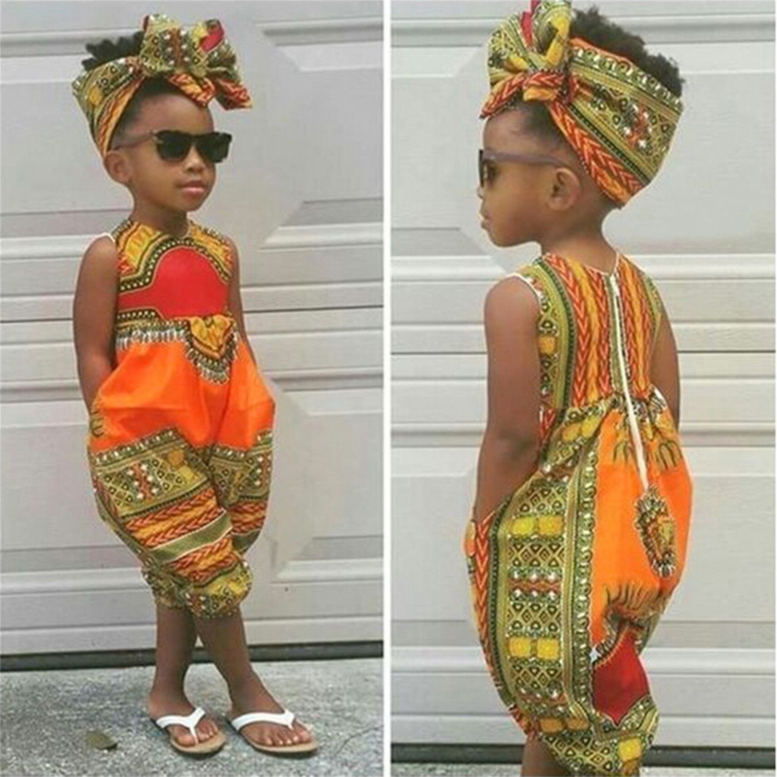 Baby Girls Dashiki Fashion Print Romper Summer African Dress - Afro Fashion Hive