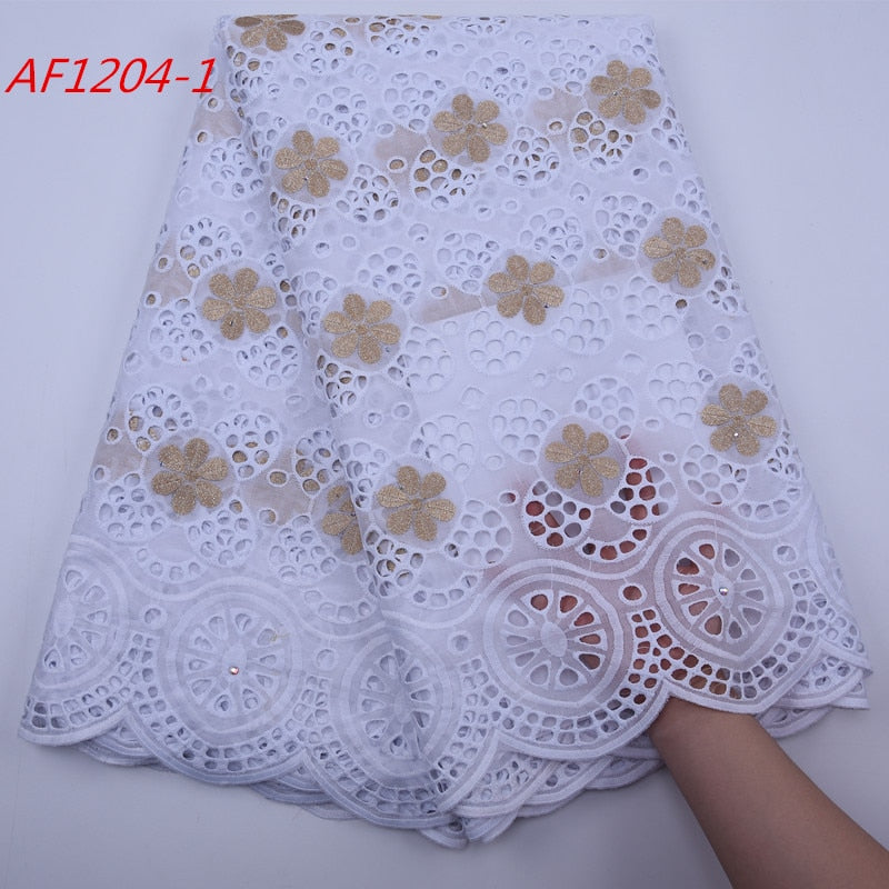 African Cheap High Quality Swiss Voile Lace Punch Cotton Lace Fabric - Afro Fashion Hive