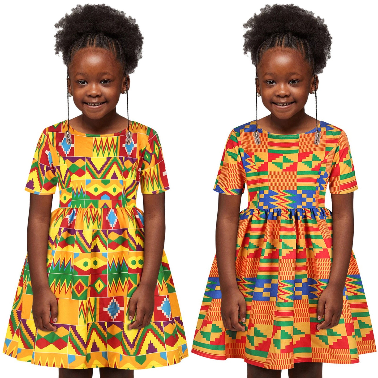 Children's Traditional African Ankara Kawaii Elegant Print Summer Style Sundress - Afro Fashion Hive