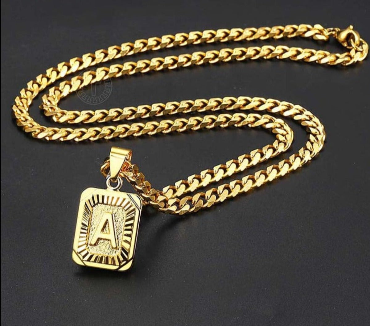 Stainless Steel Curb Cuban Chain Pendant Letter Necklace For Men Women - Afro Fashion Hive